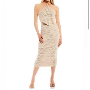 Gianni Bini Crochet Set Khaki Medium NWT